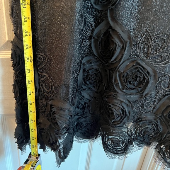 Latrice Black Sheer floral black tie lined dress midi length - Picture 3 of 14